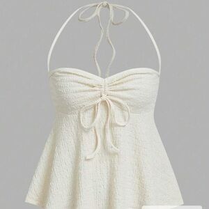 Elegant Cream Halter Top